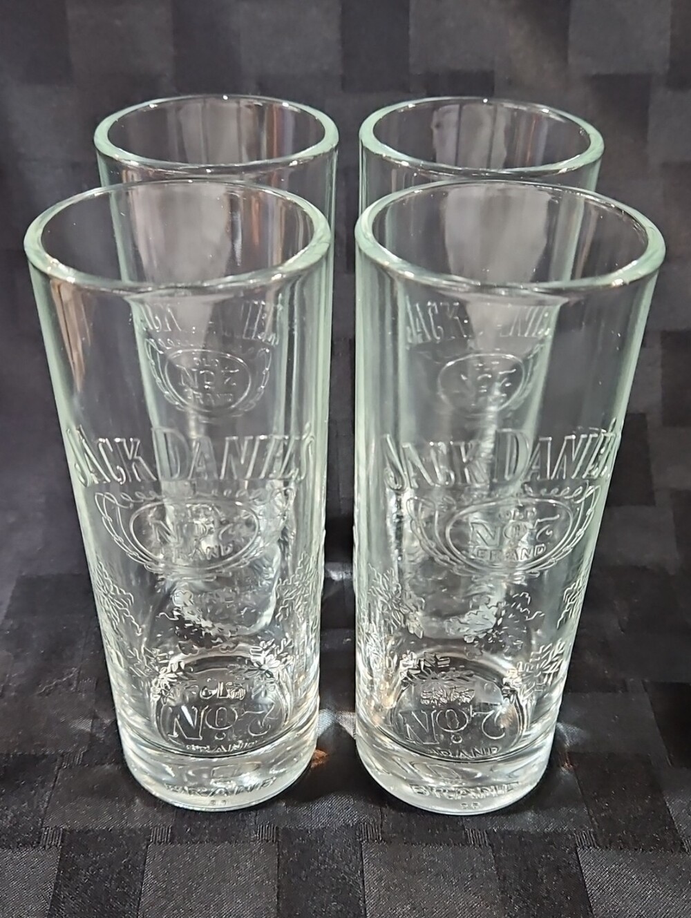 Jack Daniels Embossed Holiday Winter Snowflake Set of 4 Highball Glasses